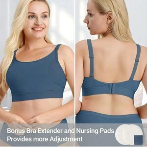 NWT Momcozy Hands Free Pumping Bra,, Pumping & Nursing Bra in Nordic Blue Size M